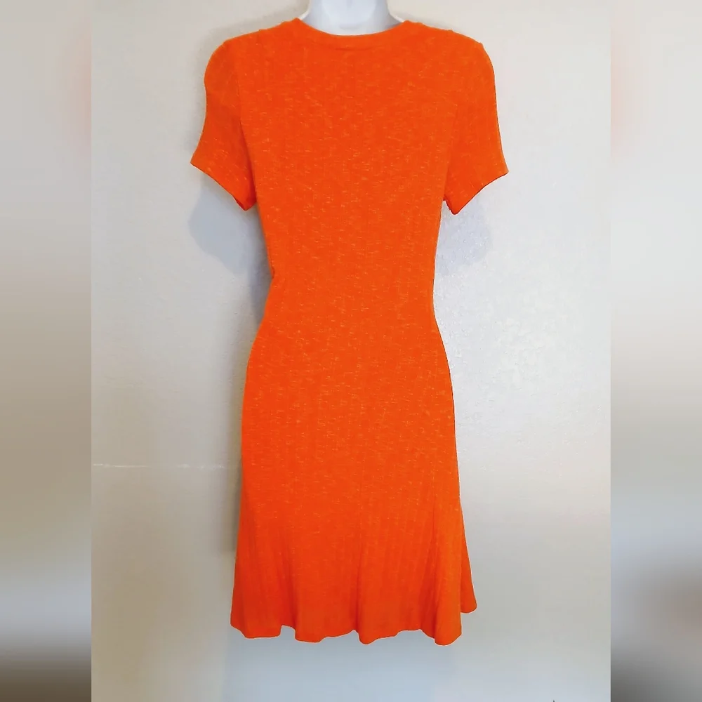 Anthropologie × Dolan Left Coast Ribbed Fit & Flare Dress in Tangerine Size S - Picture 8 of 8